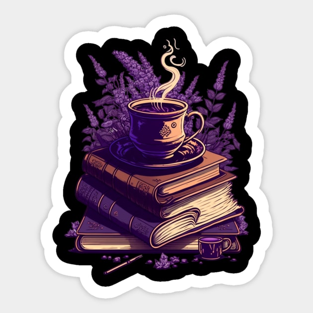 Lavender Books Stack Sticker by UnrealArtDude